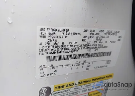 2018 Ford Expedition Max Platinum из США, поврежденный, VIN 1FMJK1MT6JEA65637